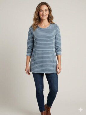 Pure Jill Indigo cotton blend tunic-length top, size MP